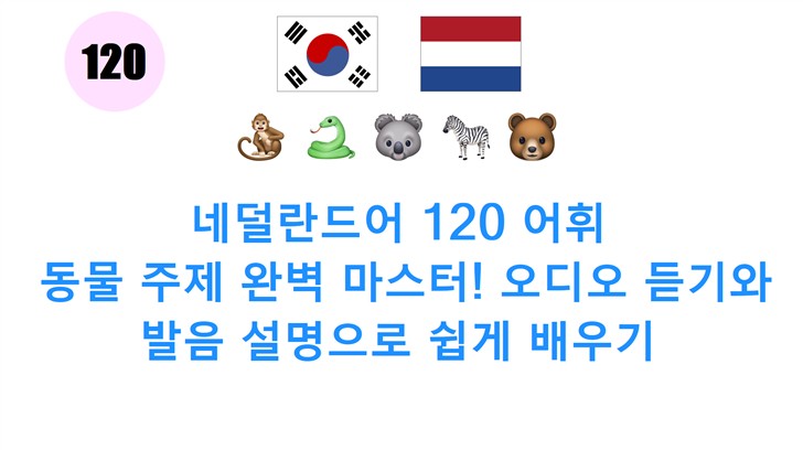 네덜란드어 120 어휘: 동물 주제 완벽 마스터! 오디오 듣기와 발음 설명으로 쉽게 배우기